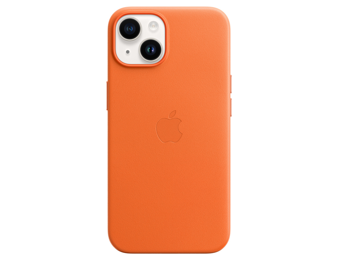 Apple iPhone 14 Läderskal med MagSafe Orange