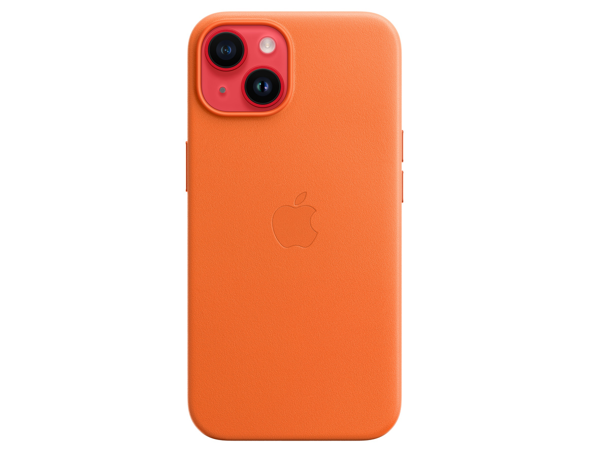 Apple iPhone 14 Läderskal med MagSafe Orange