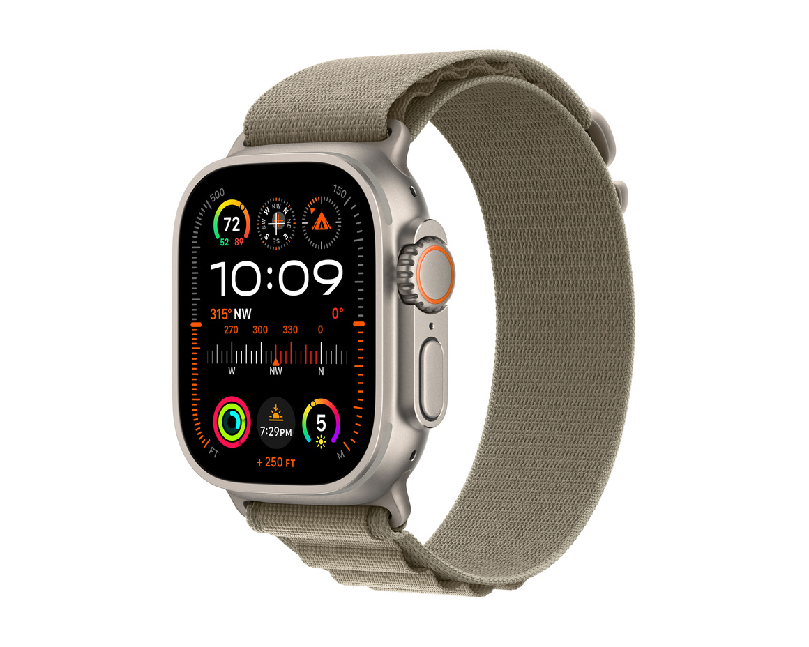 Apple Watch Ultra 2 med Bergsloop Oliv Large