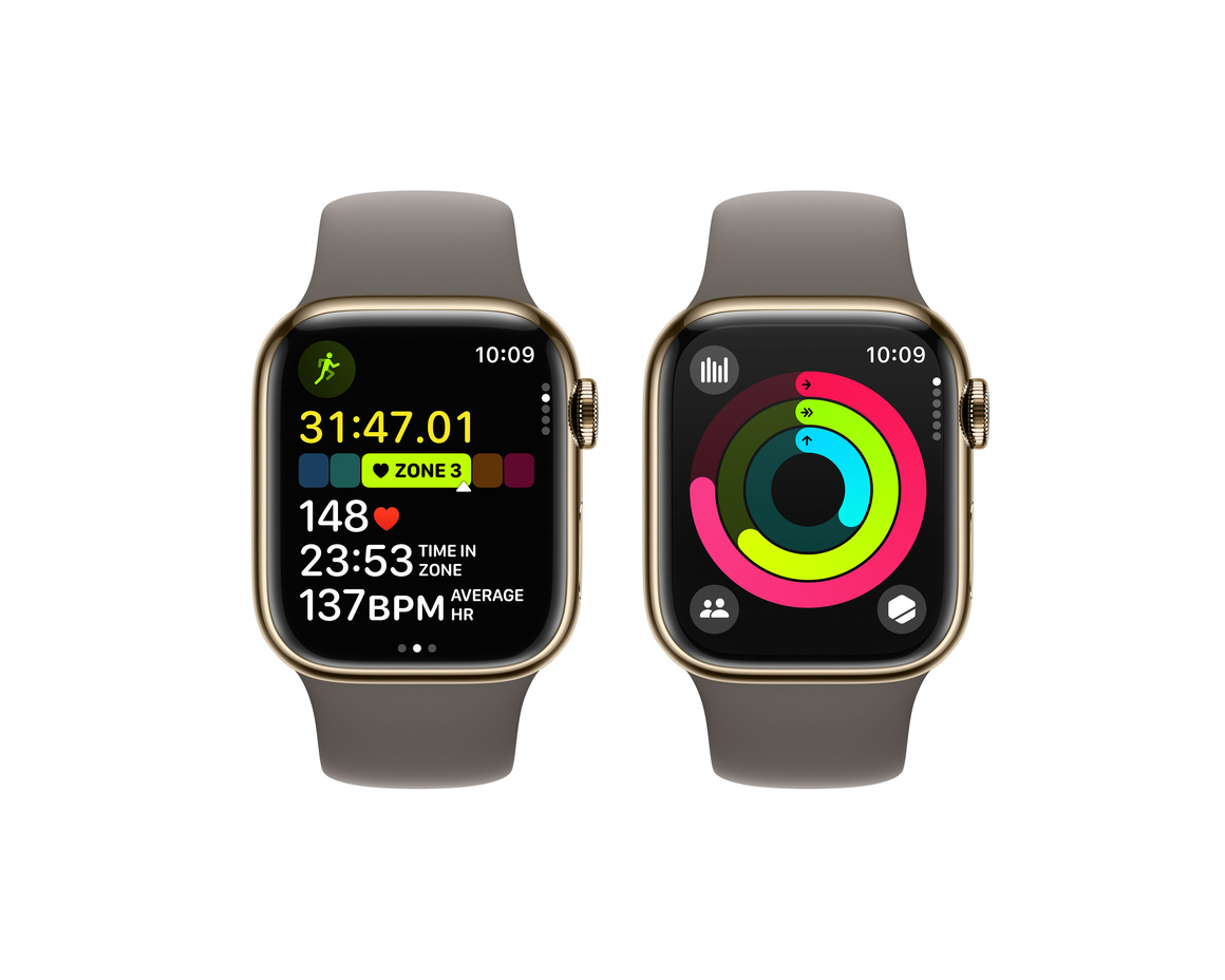 Apple Watch Series 9 Rostfri Stålboett Guld 41mm S/M