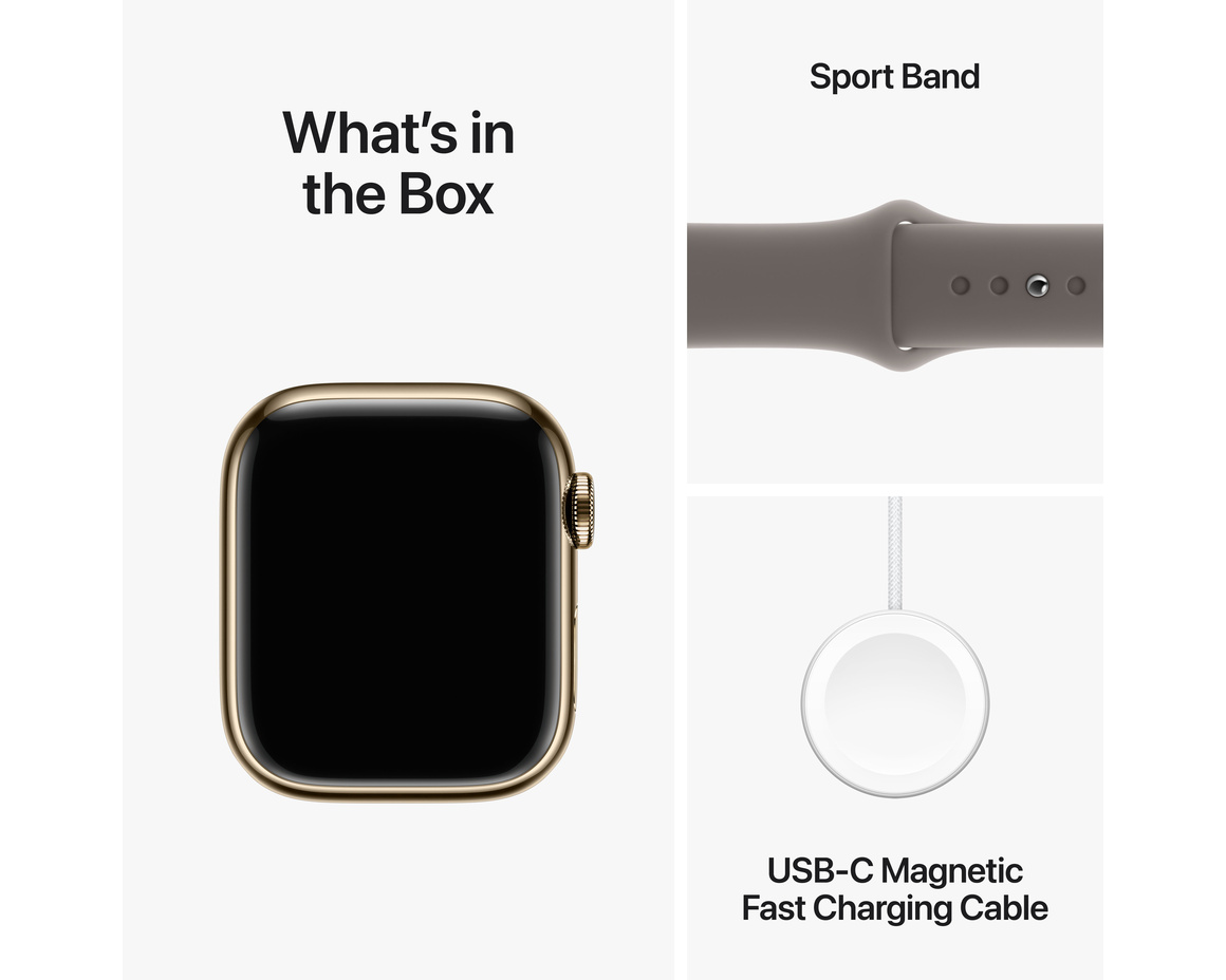 Apple Watch Series 9 Rostfri Stålboett Guld 41mm S/M