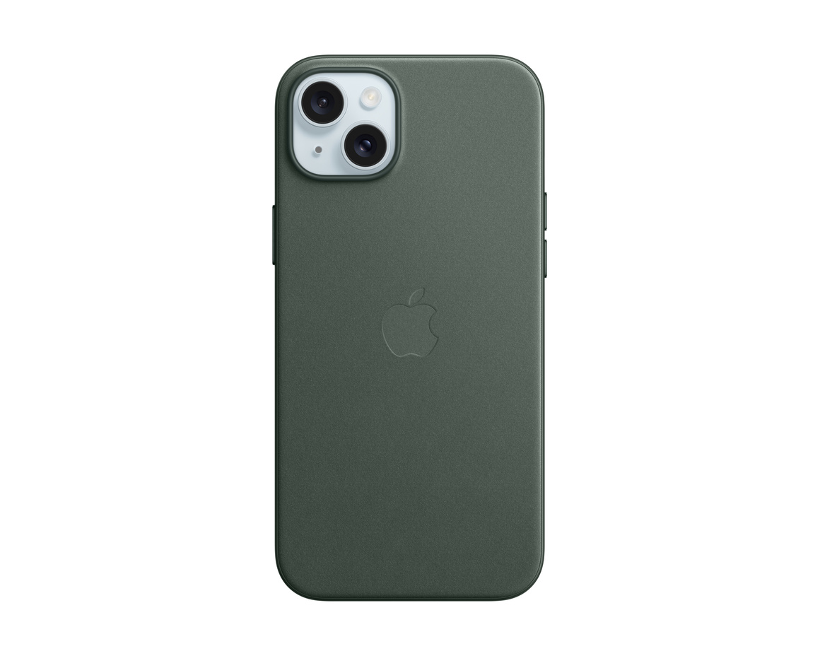 Apple iPhone 15 Plus FineWoven-skal med MagSafe Vintergrön