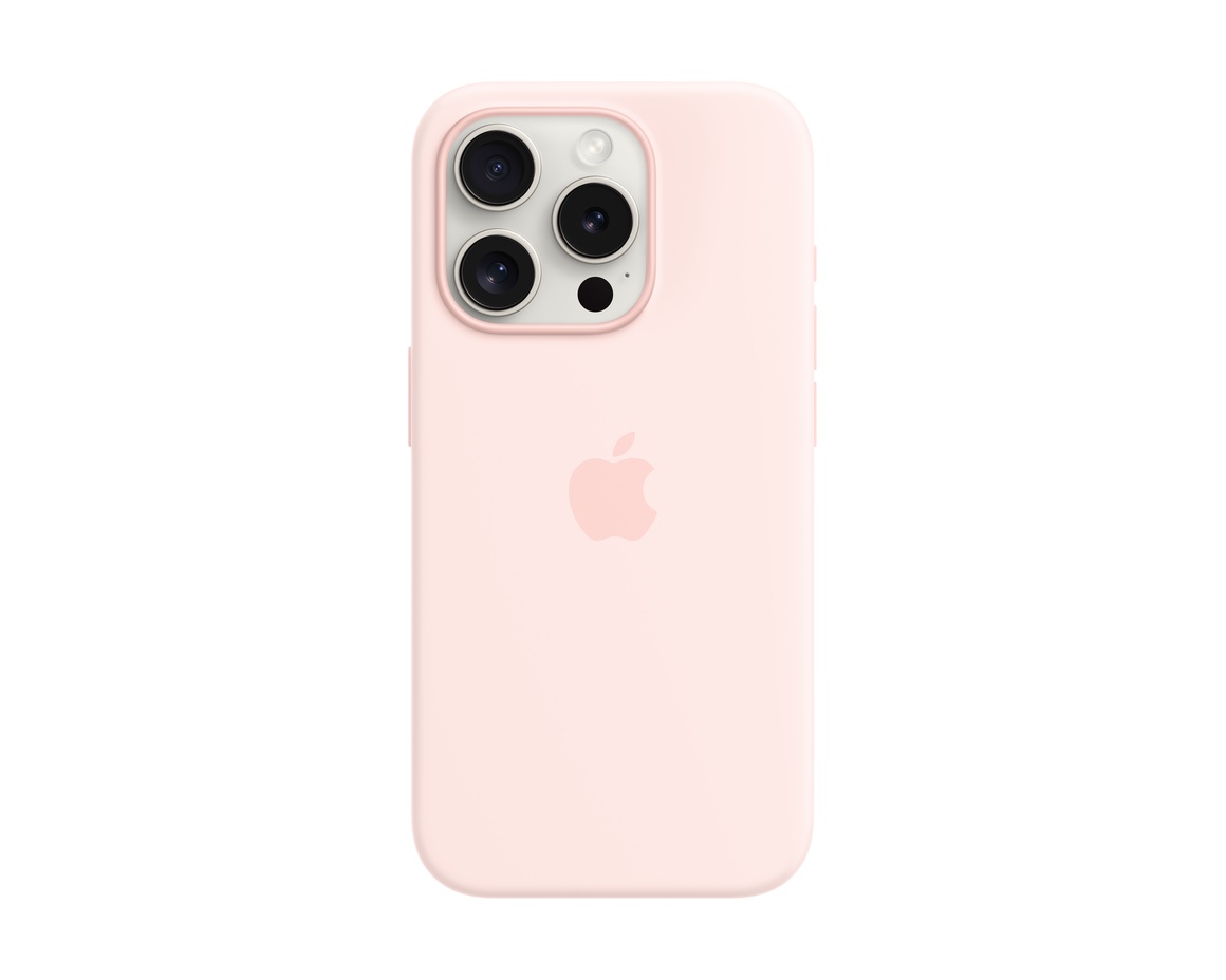 Apple iPhone 15 Pro Silikonskal med MagSafe Ljusrosa