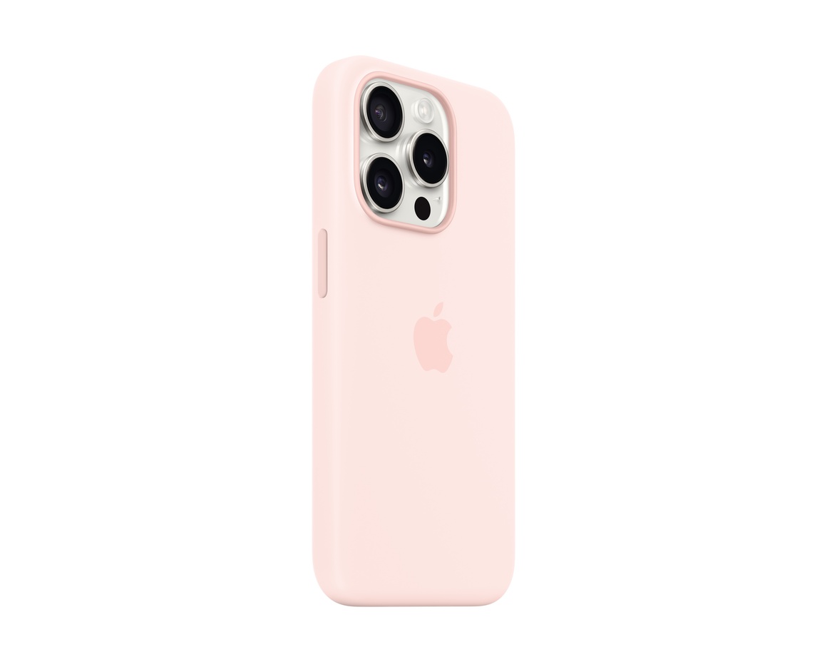 Apple iPhone 15 Pro Silikonskal med MagSafe Ljusrosa