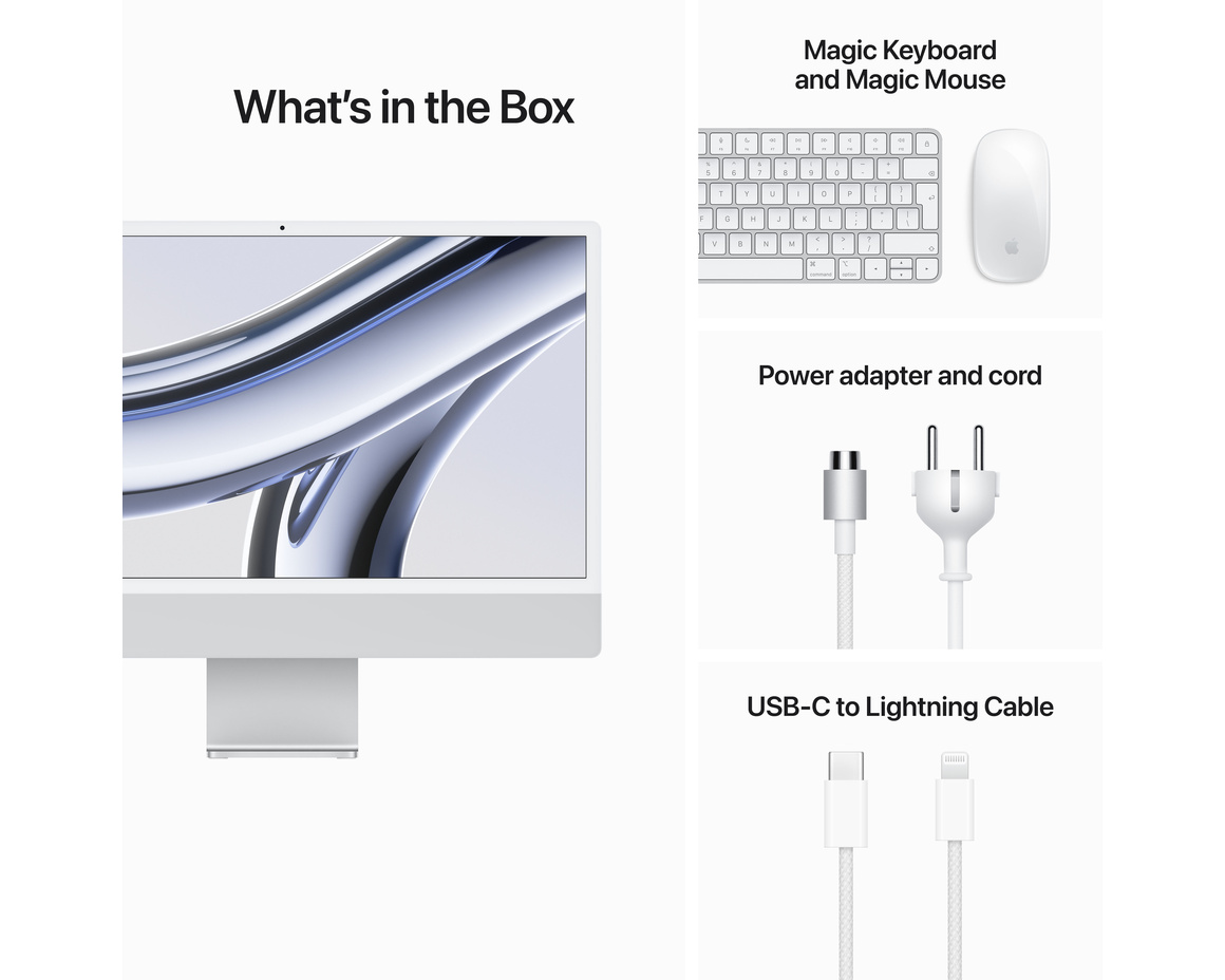 iMac 24 Retina 4.5K (2023) M3 8-core CPU, 8-core GPU/8GB/256GB SSD Silver