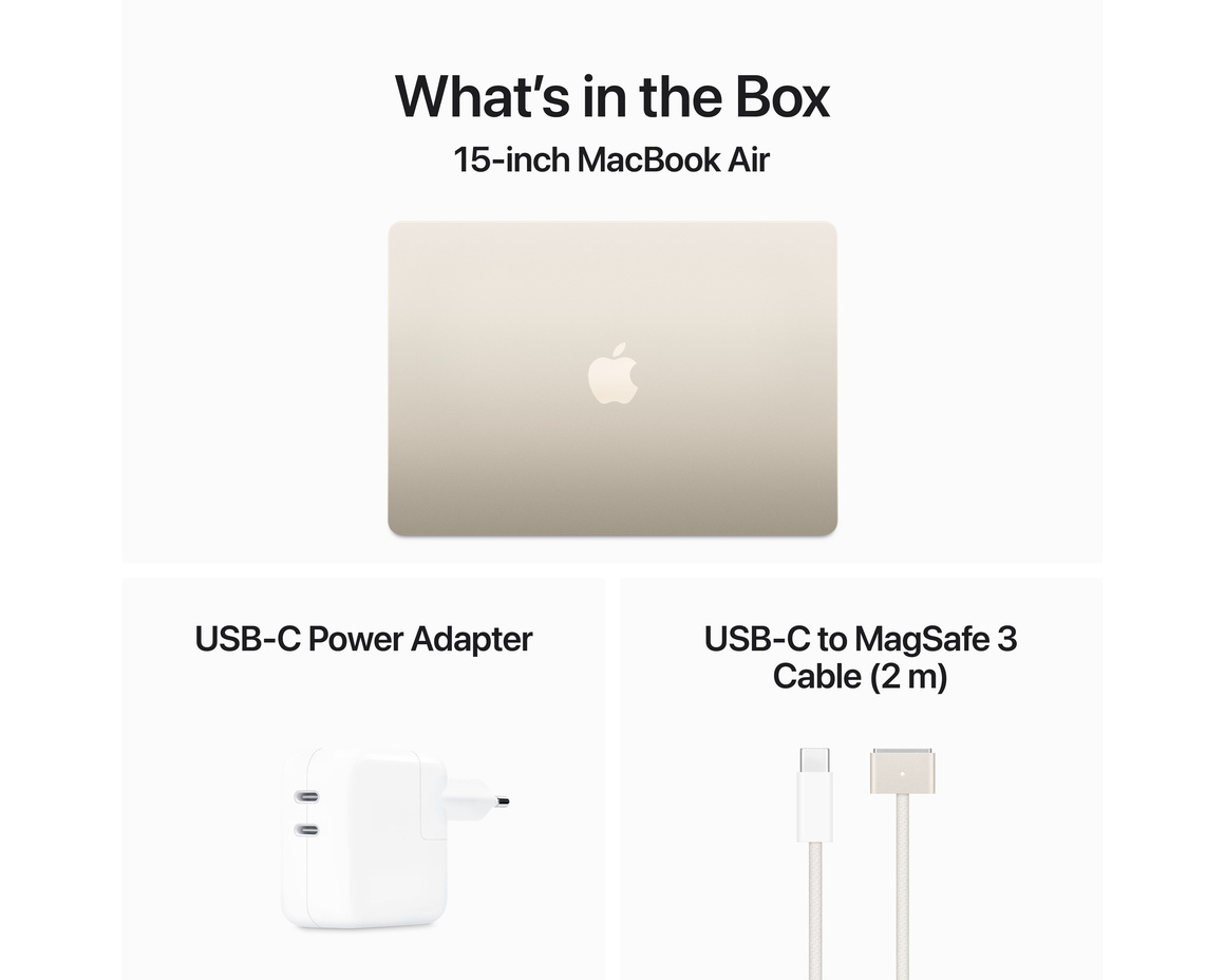 MacBook Air 15 M3 8-core CPU and 10-core GPU/16GB/256GB SSD Stjärnglans