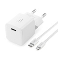 C&C - 20W PD GaN USB-C väggladdare för snabbladdning + USB-C - Lightning kabel 1m