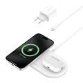 Belkin BoostCharge Pro 2-i-1 Qi2 15w Trådlös laddningsplatta Vit