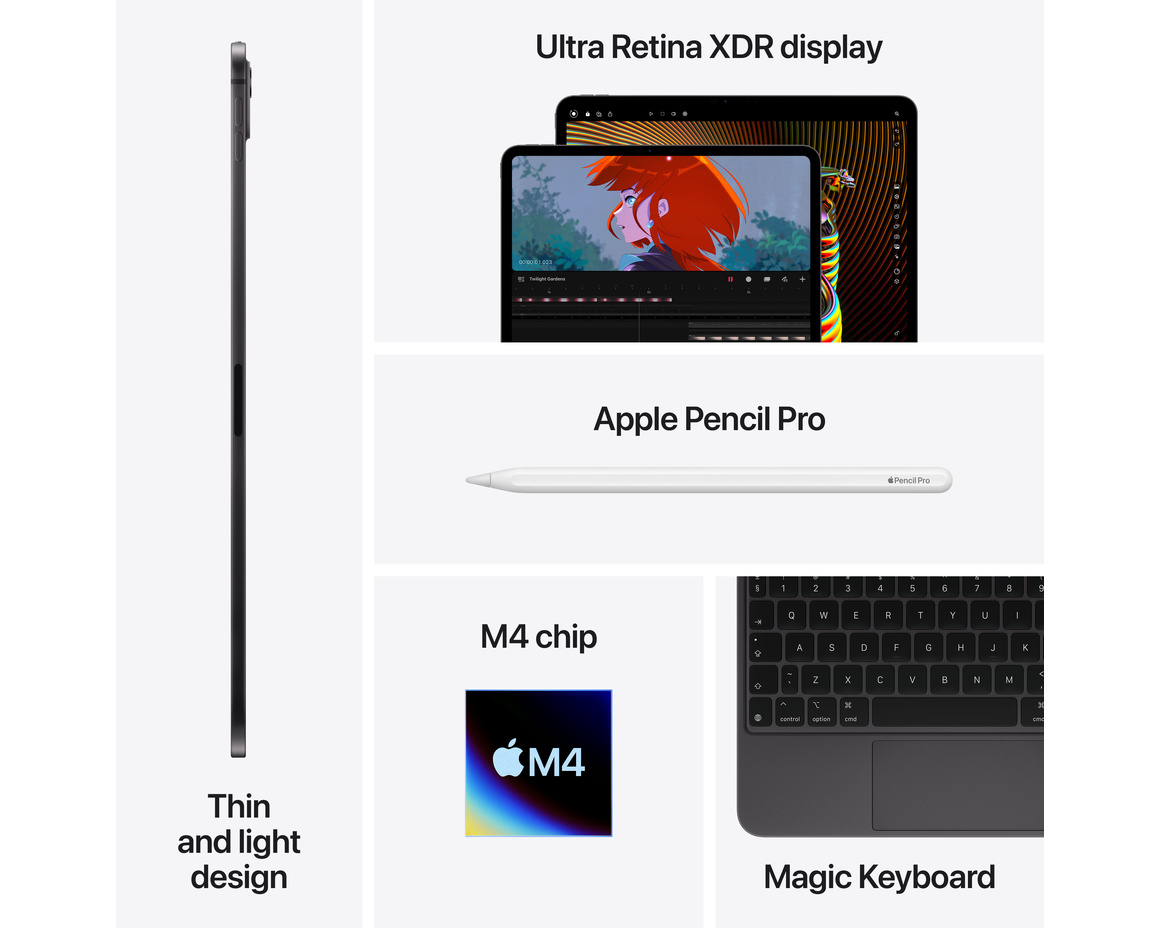 Apple iPad Pro 13 (2024) Wi-Fi 512GB med Standardglas - Rymdsvart