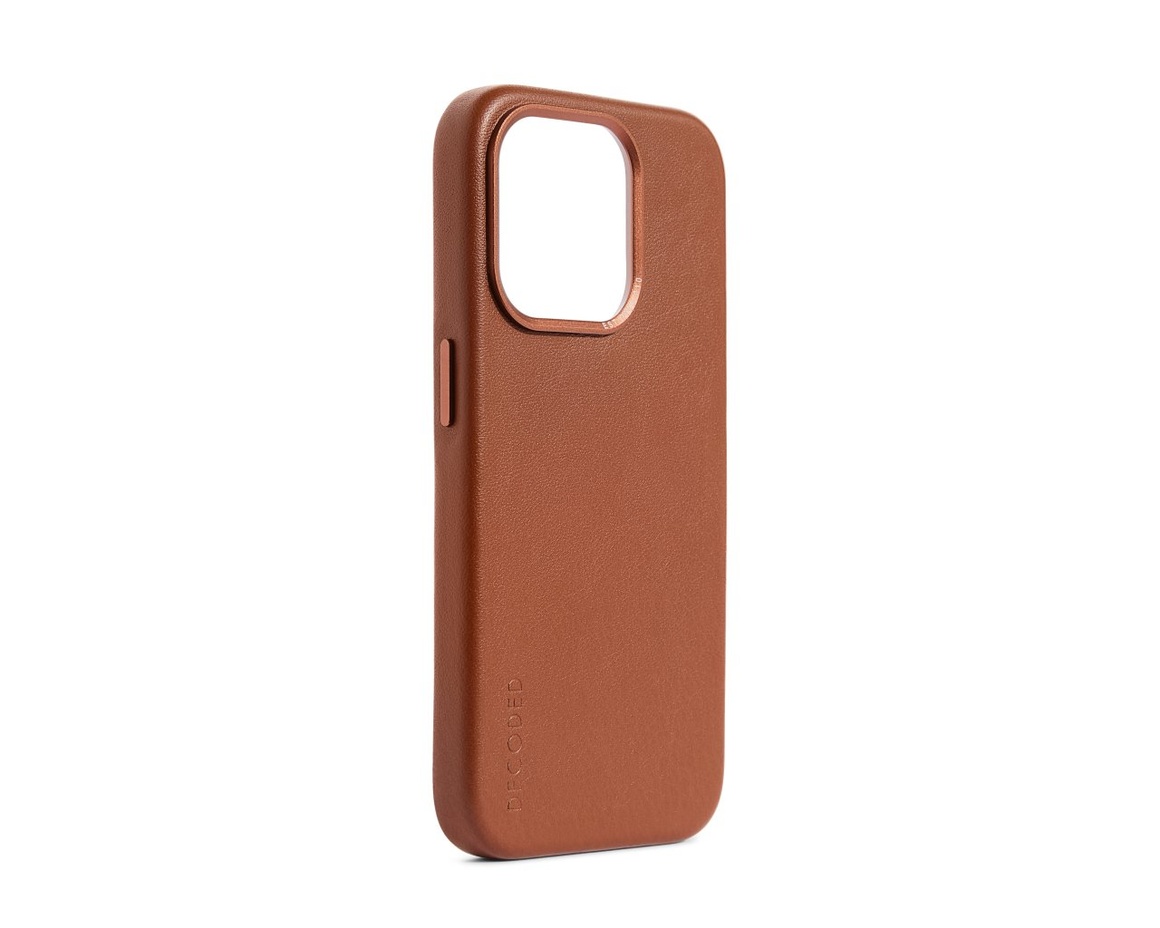 Decoded Leather Backcover för iPhone 15 Tan