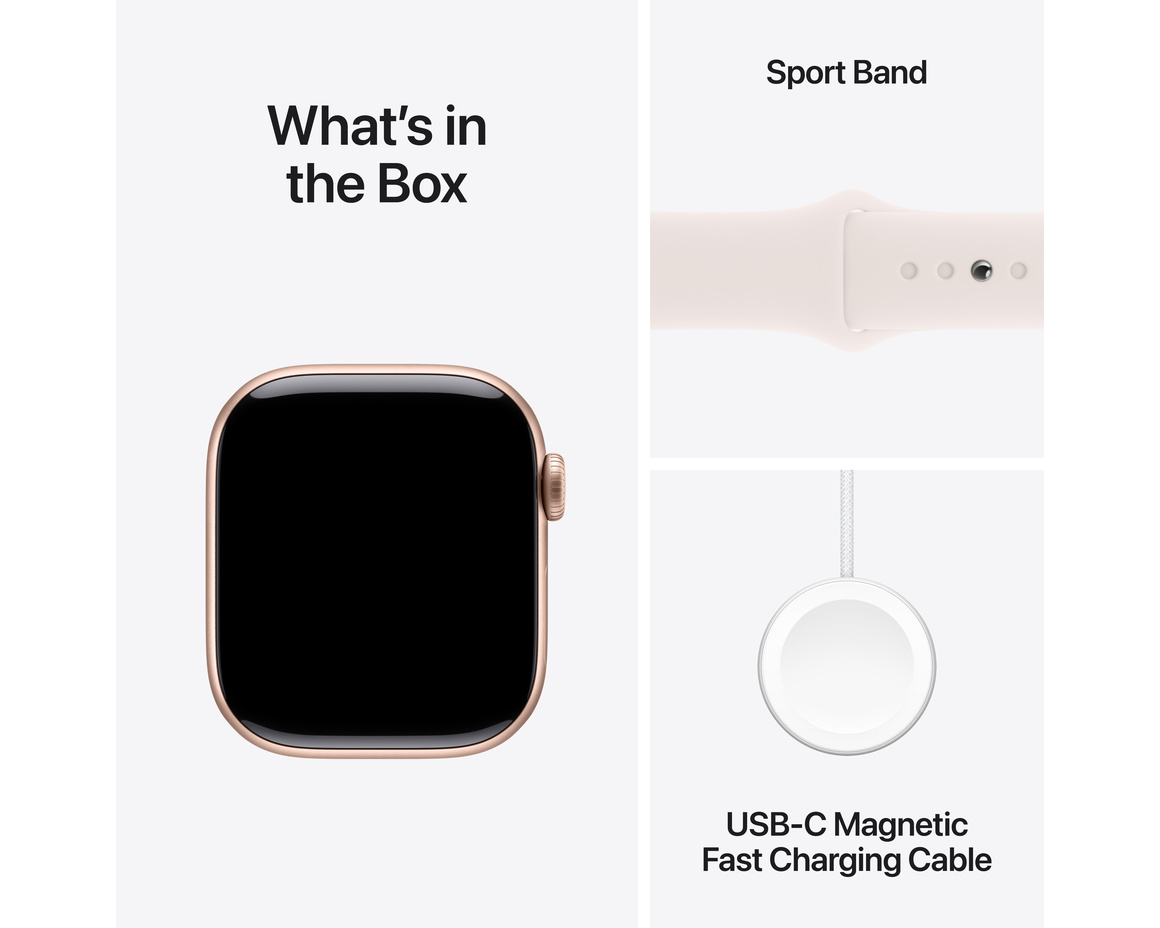 Apple Watch Series 10 GPS 42mm Roséguld Aluminiumboett med Rosé Sportband - S/M