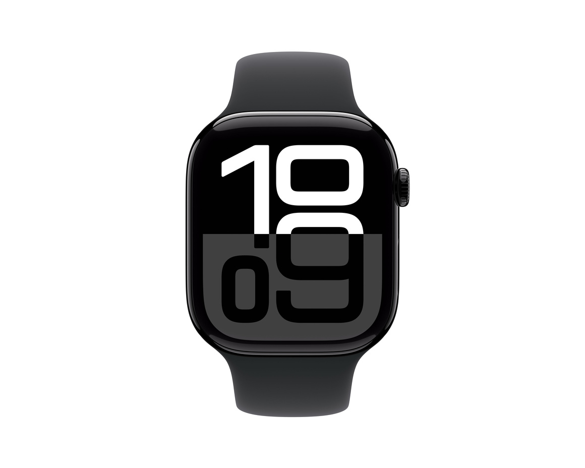 Apple Watch Series 10 GPS 46mm Gagatsvart Aluminiumboett med Svart Sportband - S/M
