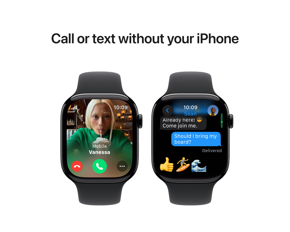 Apple Watch Series 10 GPS 46mm Gagatsvart Aluminiumboett med Svart Sportband - S/M