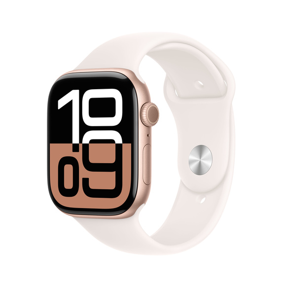 Apple Watch Series 10 GPS + Cellular 46mm Roséguld Aluminiumboett med Rosé Sportband - M/L