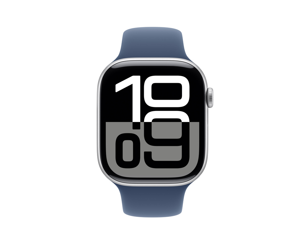 Apple Watch Series 10 GPS + Cellular 46mm Silver Aluminiumboett med Denim Sportband - M/L