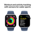 Apple Watch Series 10 GPS + Cellular 46mm Silver Aluminiumboett med Denim Sportband - M/L
