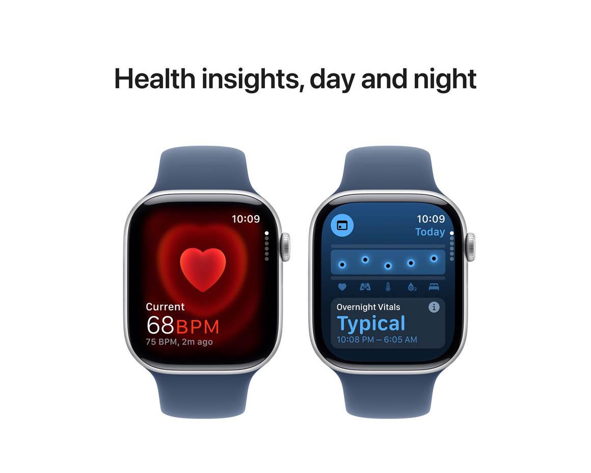 Apple Watch Series 10 GPS + Cellular 46mm Silver Aluminiumboett med Denim Sportband - M/L