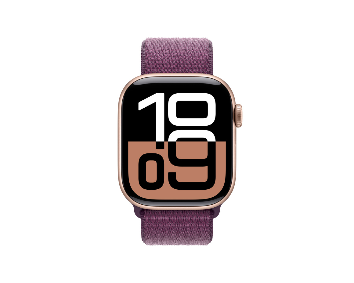 Apple Watch Series 10 GPS 42mm Roséguld Aluminiumboett med Plommon Sportloop
