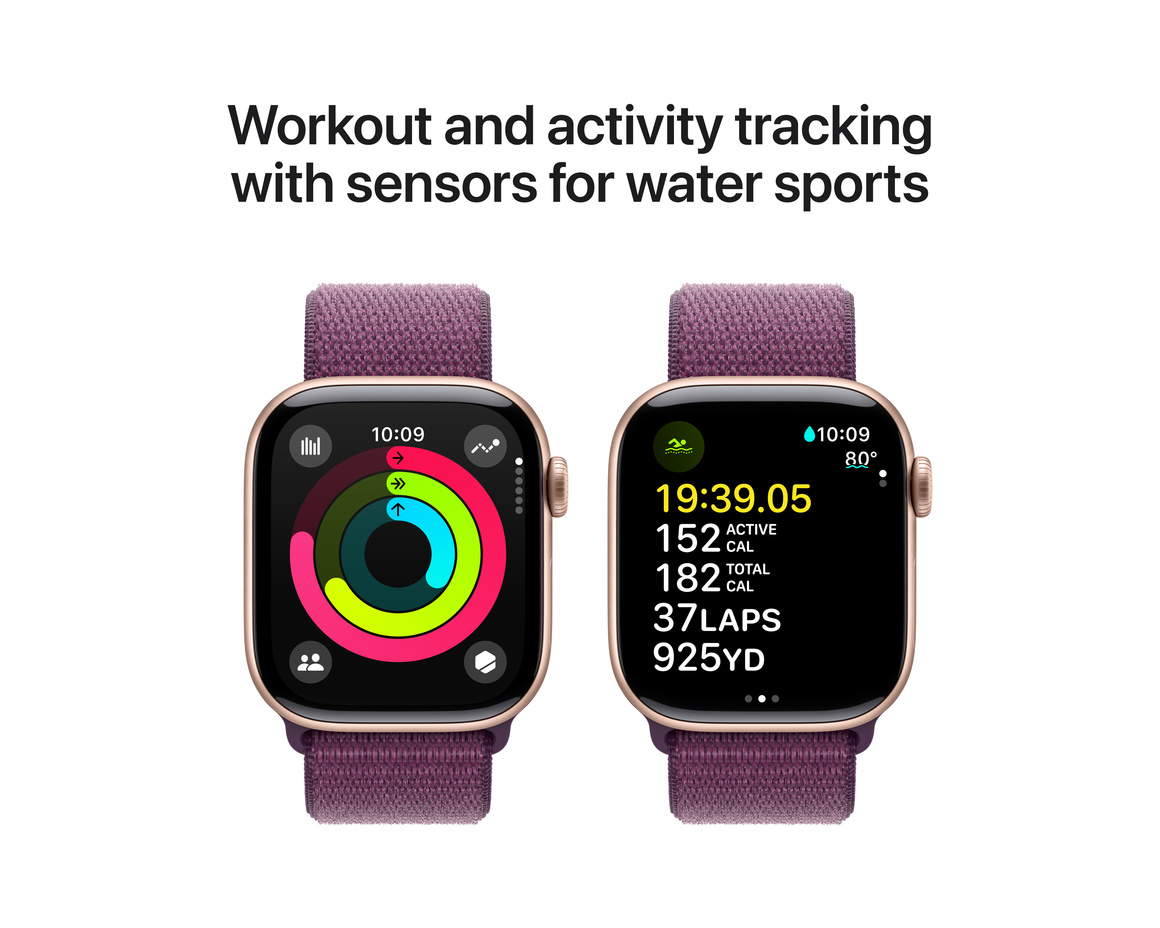 Apple Watch Series 10 GPS 42mm Roséguld Aluminiumboett med Plommon Sportloop
