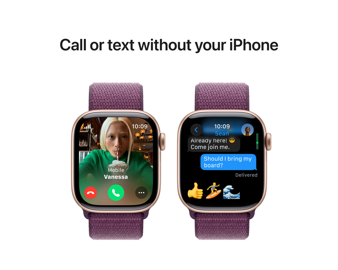 Apple Watch Series 10 GPS 42mm Roséguld Aluminiumboett med Plommon Sportloop
