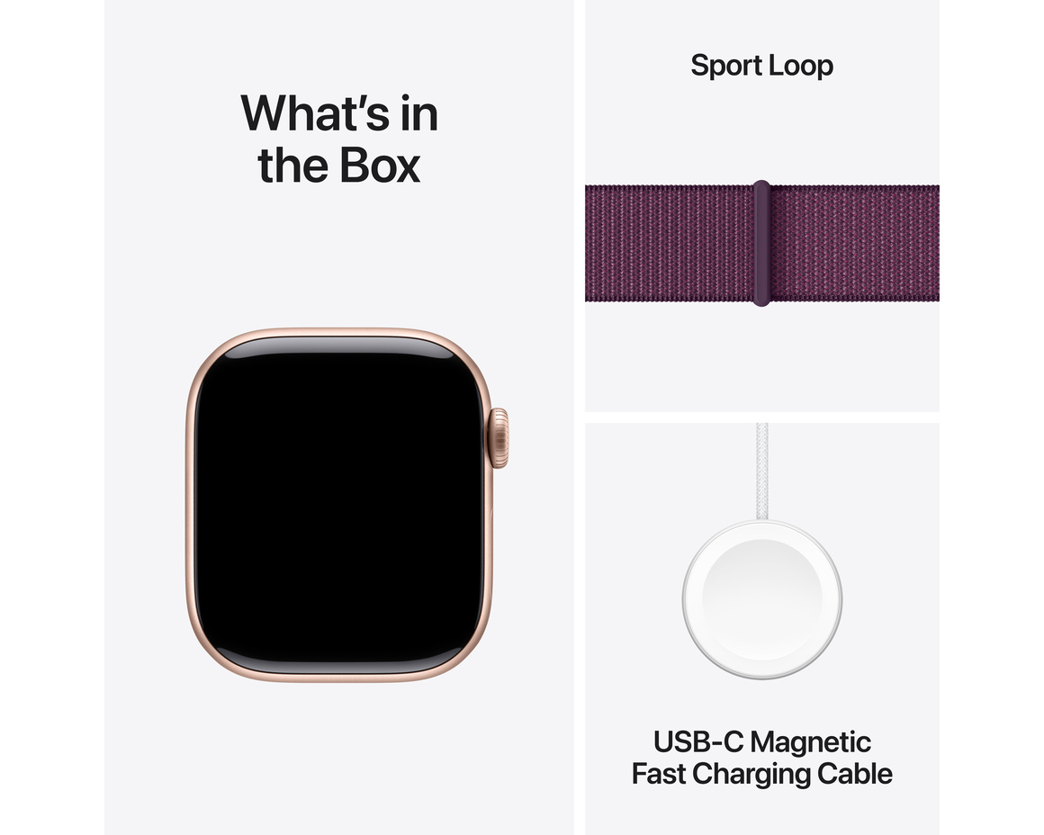 Apple Watch Series 10 GPS 42mm Roséguld Aluminiumboett med Plommon Sportloop
