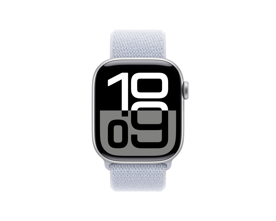 Apple Watch Series 10 GPS 42mm Silver Aluminiumboett med Dimblå Sportloop