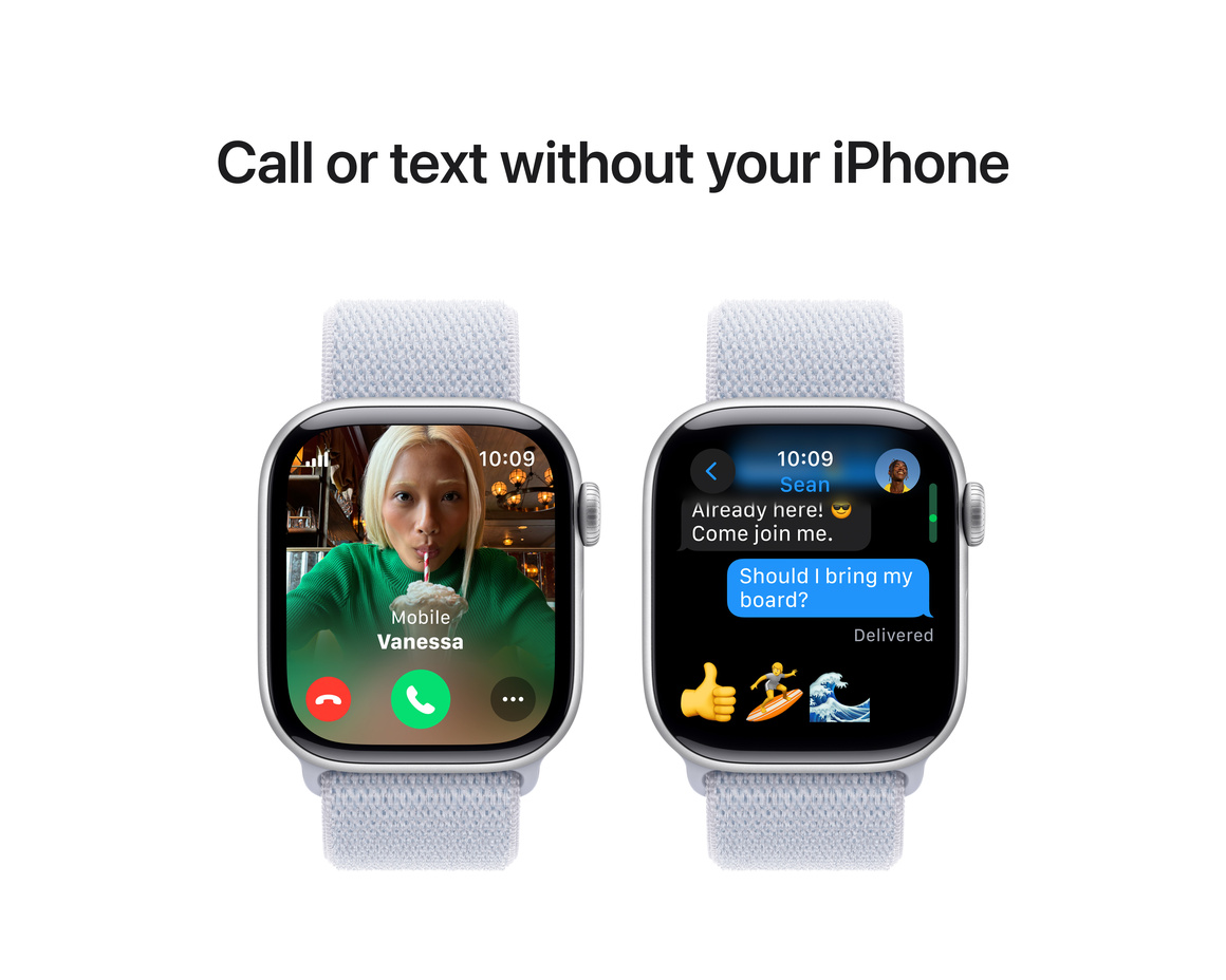 Apple Watch Series 10 GPS 42mm Silver Aluminiumboett med Dimblå Sportloop