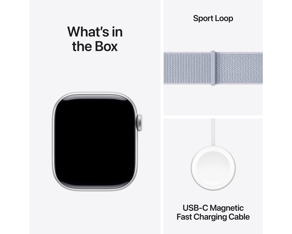 Apple Watch Series 10 GPS 42mm Silver Aluminiumboett med Dimblå Sportloop