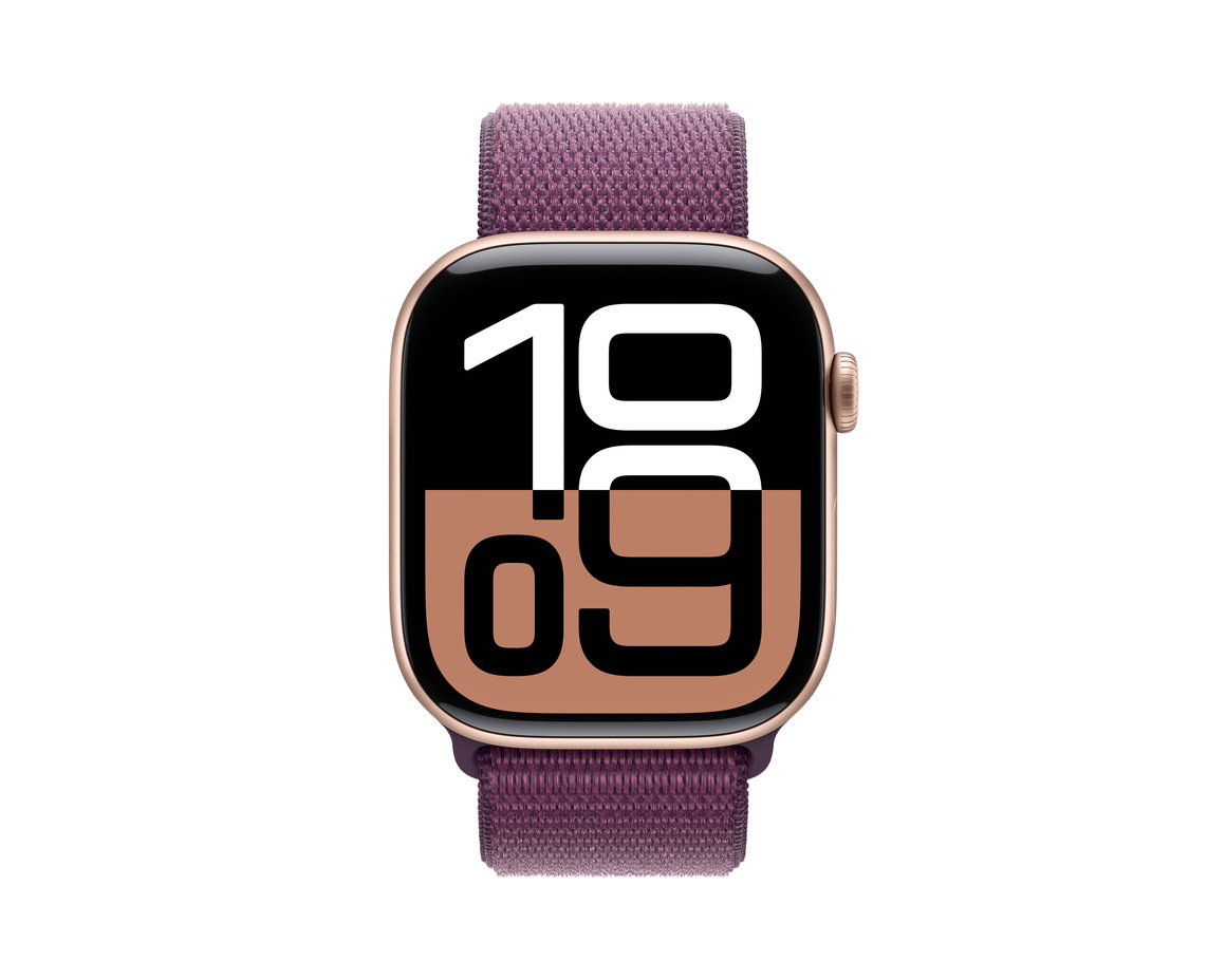 Apple Watch Series 10 GPS + Cellular 46mm Roséguld Aluminiumboett med Plommon Sportloop