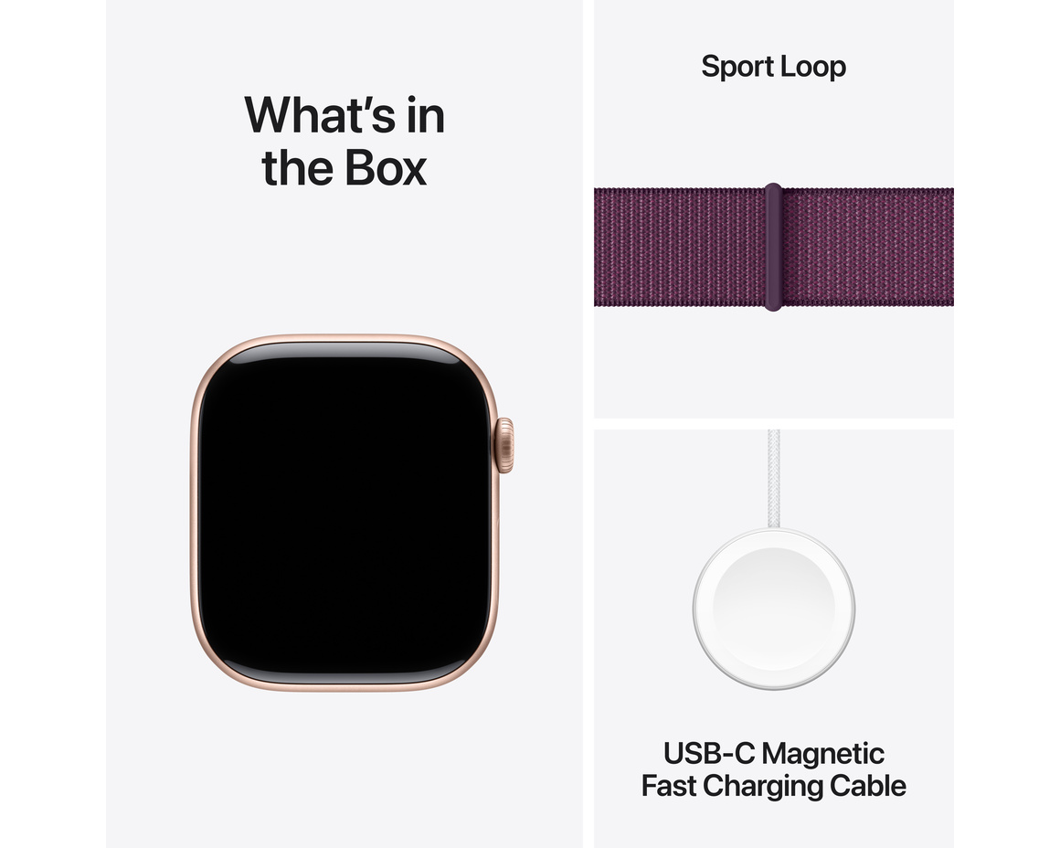 Apple Watch Series 10 GPS + Cellular 46mm Roséguld Aluminiumboett med Plommon Sportloop