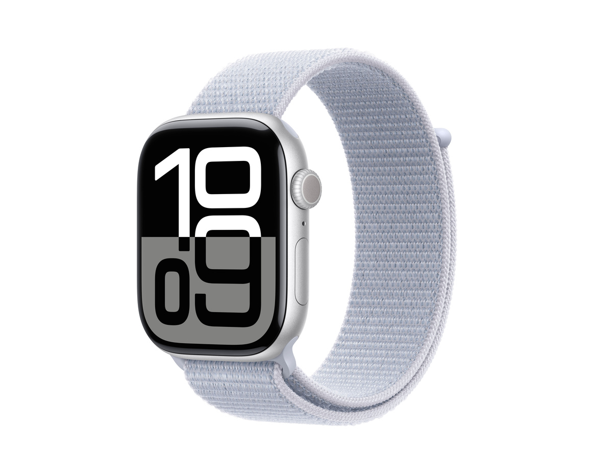 Apple Watch Series 10 GPS + Cellular 46mm Silver Aluminiumboett med Dimblå Sportloop