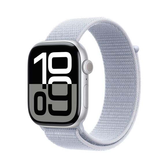 Apple Watch Series 10 GPS 46mm Silver Aluminiumboett med Dimblå Sportloop