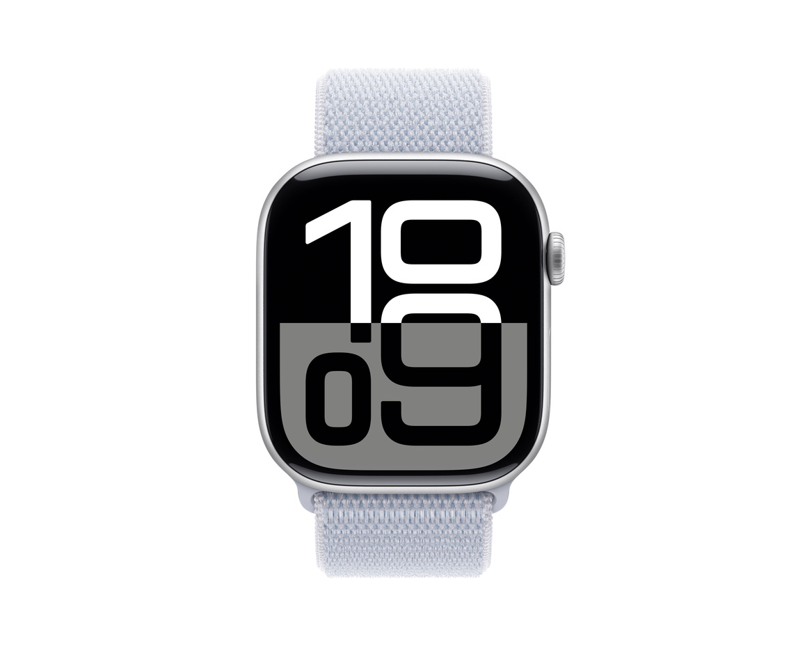 Apple Watch Series 10 GPS + Cellular 46mm Silver Aluminiumboett med Dimblå Sportloop