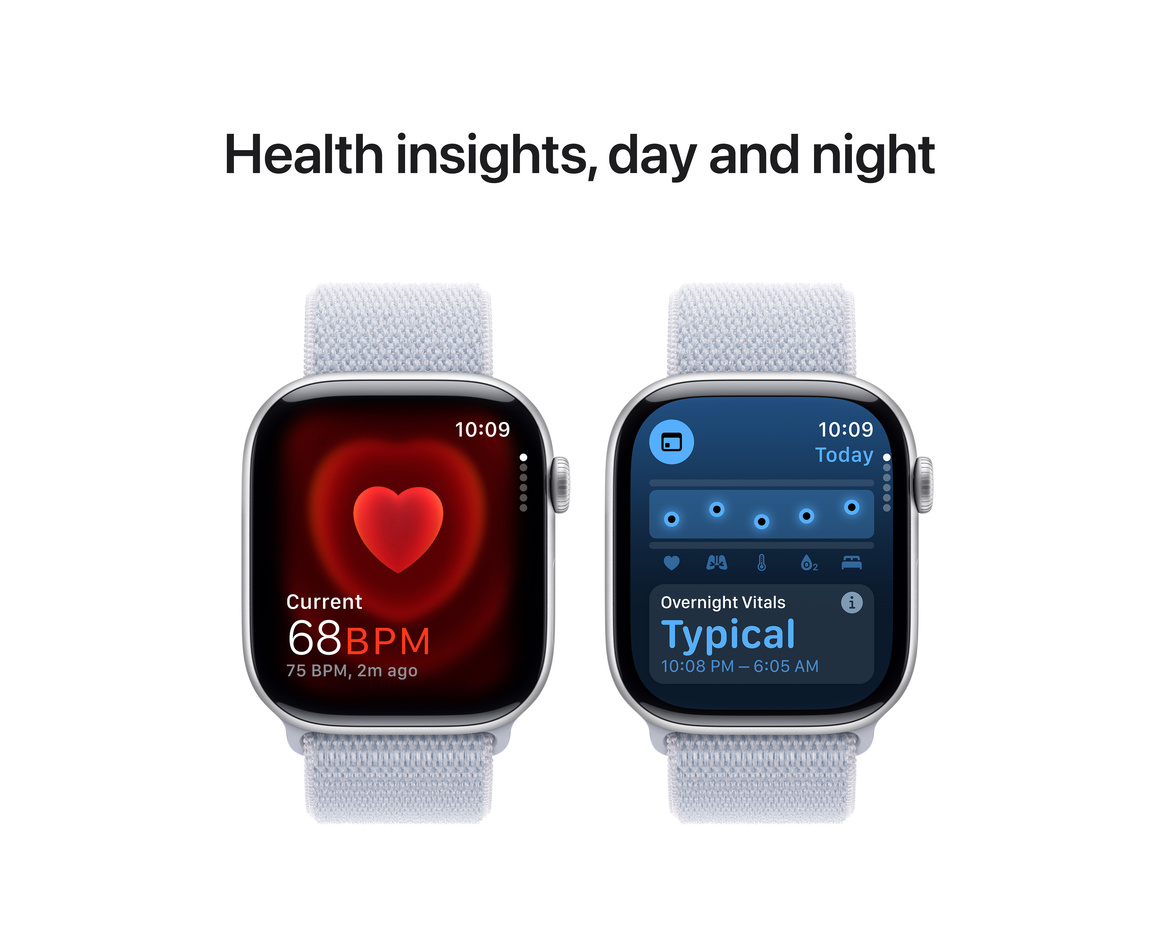 Apple Watch Series 10 GPS + Cellular 46mm Silver Aluminiumboett med Dimblå Sportloop