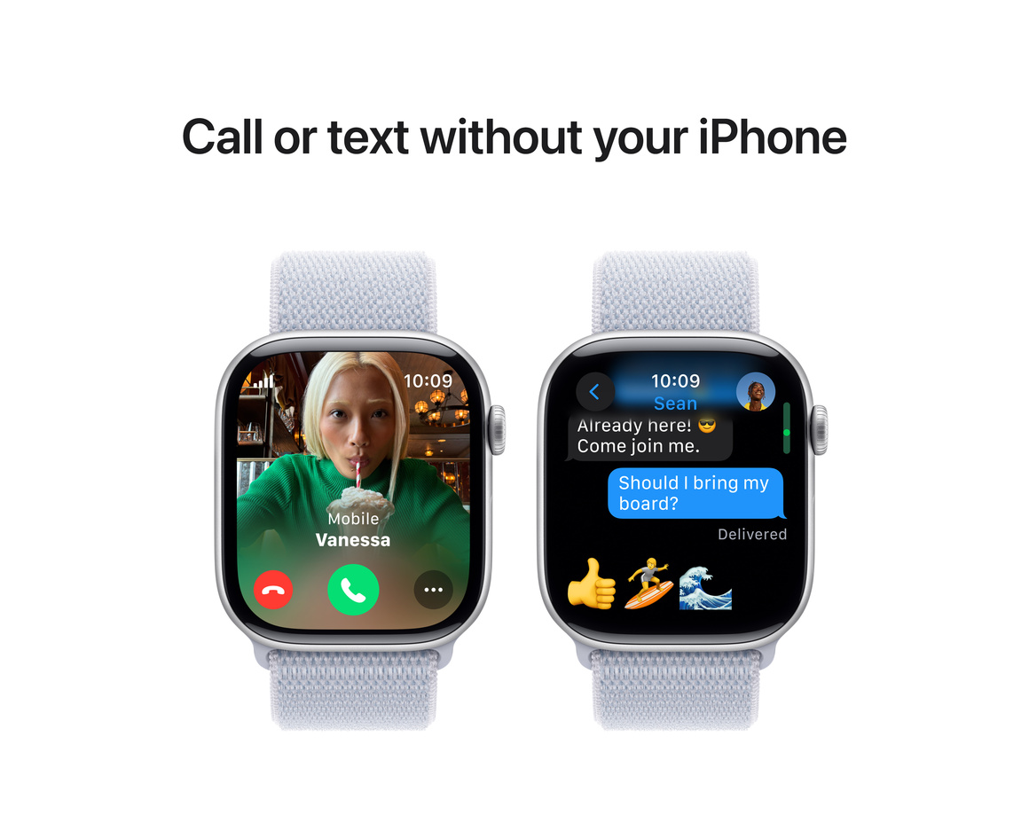 Apple Watch Series 10 GPS + Cellular 46mm Silver Aluminiumboett med Dimblå Sportloop