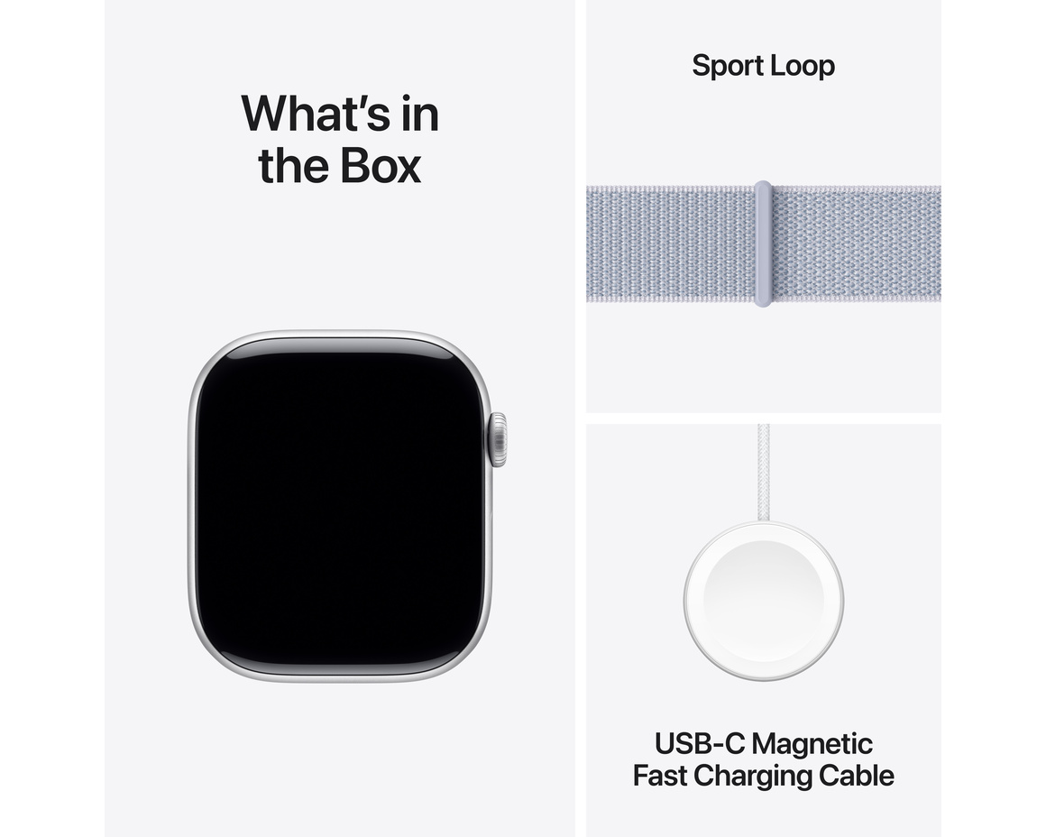 Apple Watch Series 10 GPS + Cellular 46mm Silver Aluminiumboett med Dimblå Sportloop