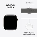 Apple Watch Series 10 GPS + Cellular 42mm Naturlig Titanboett med Granitgrå Sportband - S/M