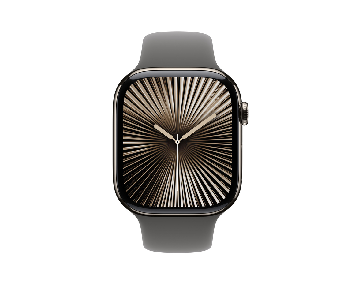 Apple Watch Series 10 GPS + Cellular 46mm Naturlig Titanboett med Granitgrå Sportband - M/L
