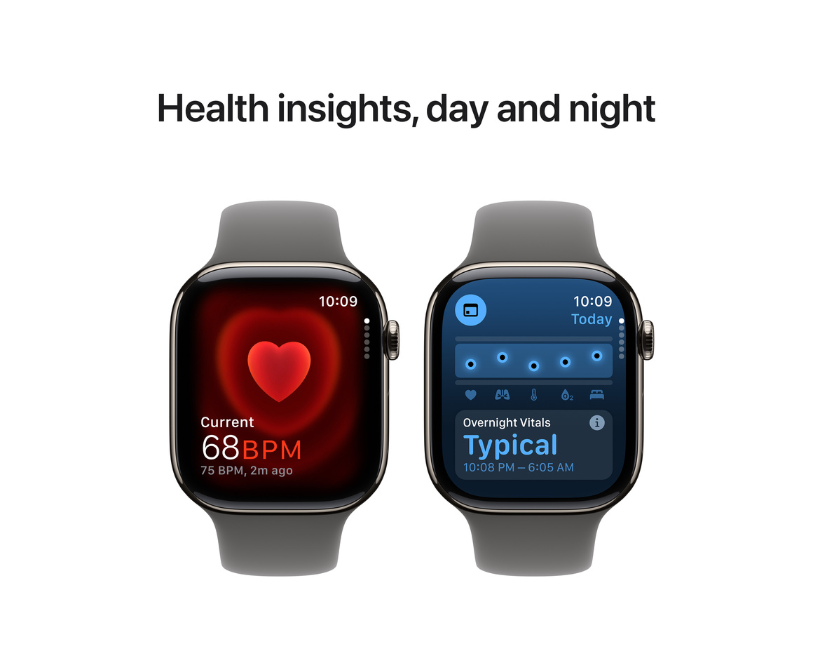 Apple Watch Series 10 GPS + Cellular 46mm Naturlig Titanboett med Granitgrå Sportband - M/L