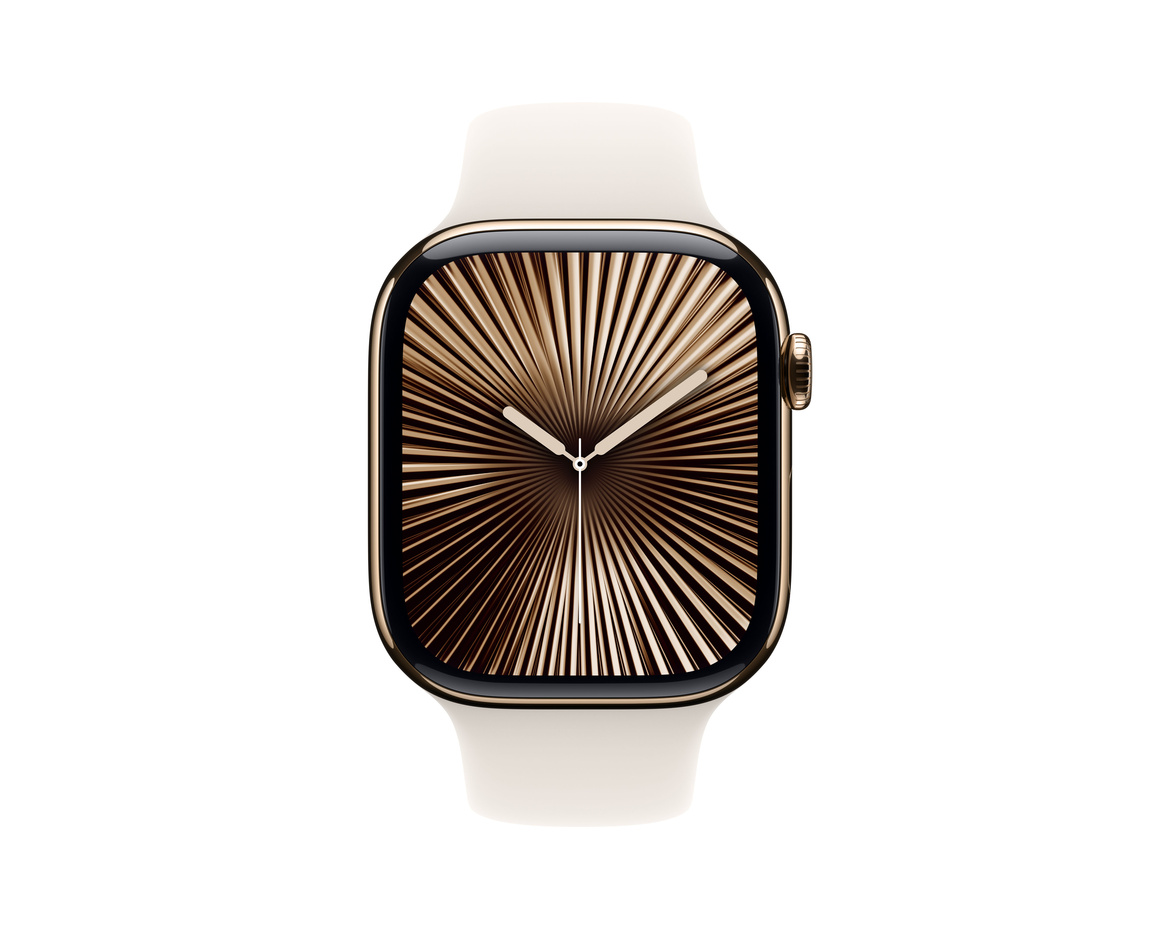 Apple Watch Series 10 GPS + Cellular 46mm Guld Titanboett med Stjärnglans Sportband - S/M
