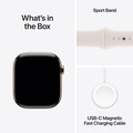 Apple Watch Series 10 GPS + Cellular 46mm Guld Titanboett med Stjärnglans Sportband - S/M