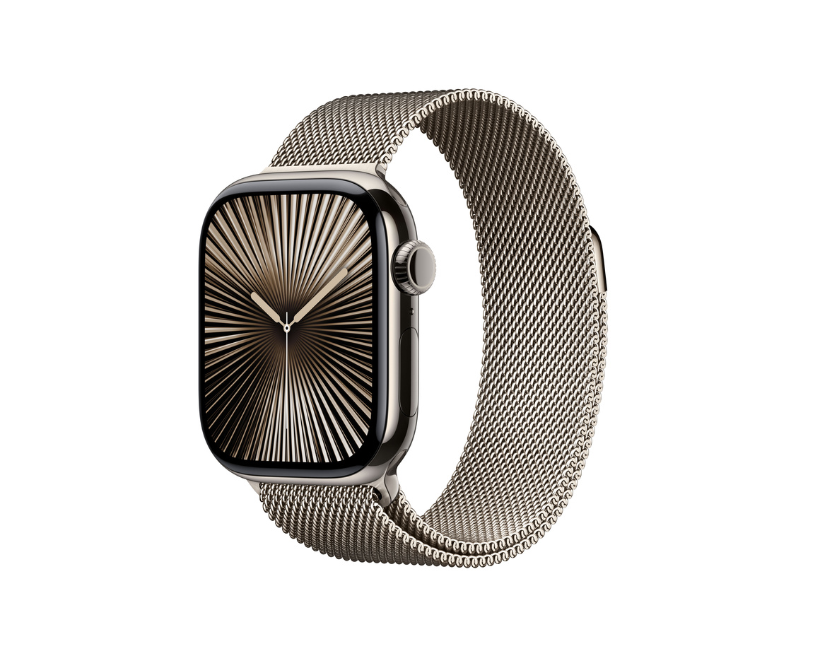 Apple Watch Series 10 GPS + Cellular 42mm Naturlig Titanboett med Naturlig Milanesisk loop