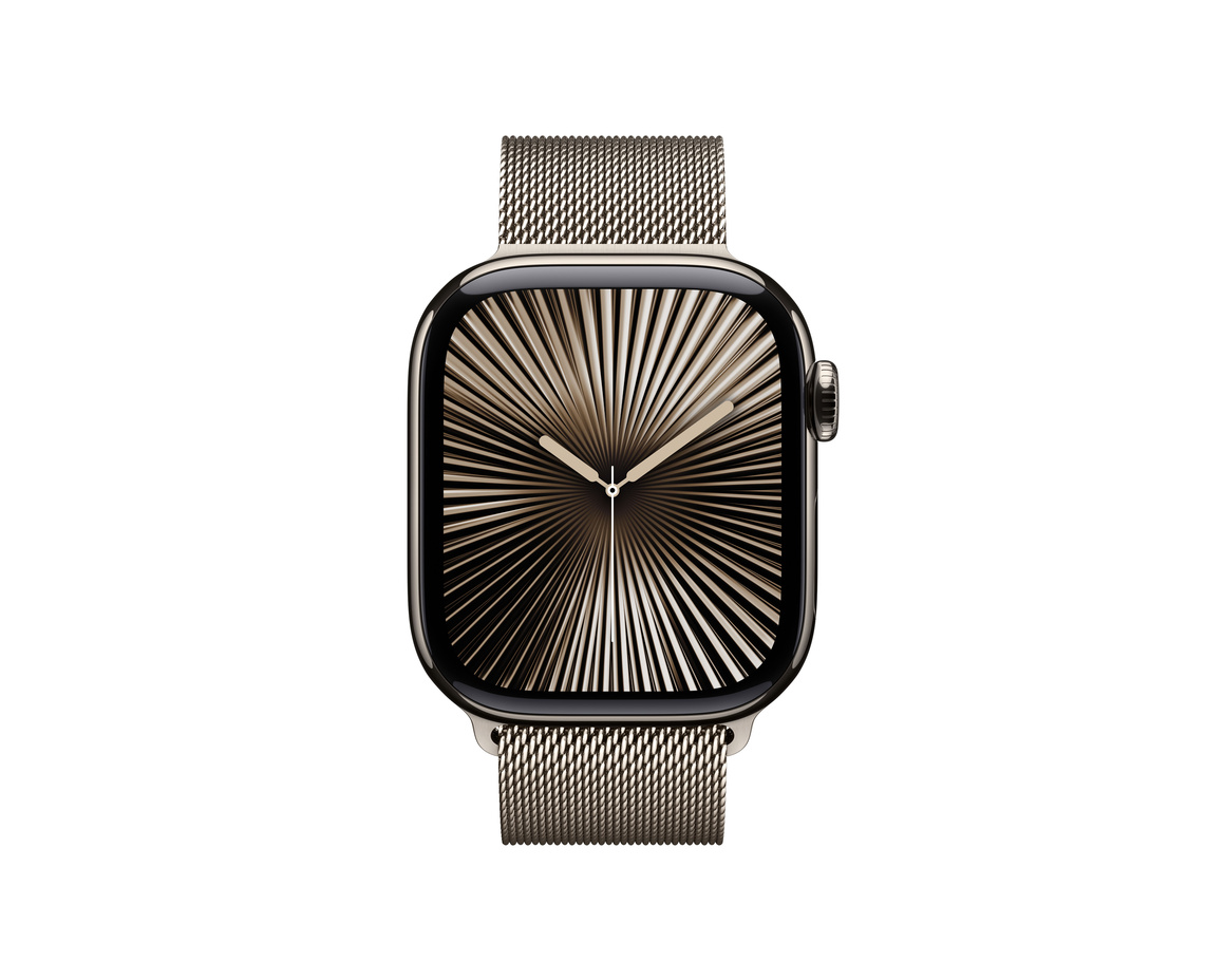 Apple Watch Series 10 GPS + Cellular 42mm Naturlig Titanboett med Naturlig Milanesisk loop