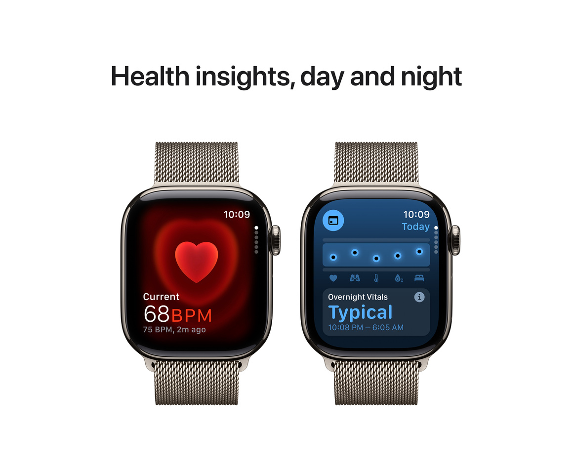 Apple Watch Series 10 GPS + Cellular 42mm Naturlig Titanboett med Naturlig Milanesisk loop
