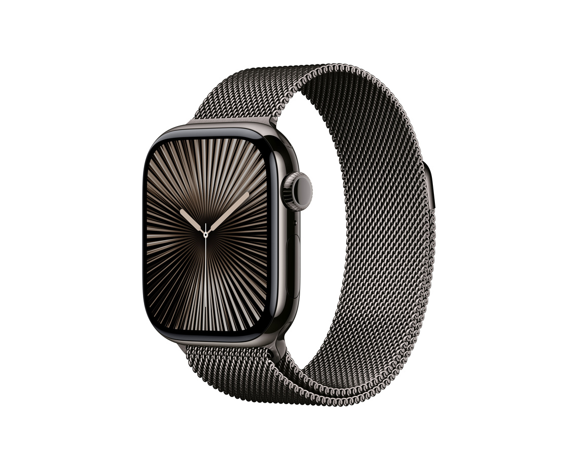 Apple Watch Series 10 GPS + Cellular 42mm Skiffer Titanboett med Skiffer Milanesisk loop