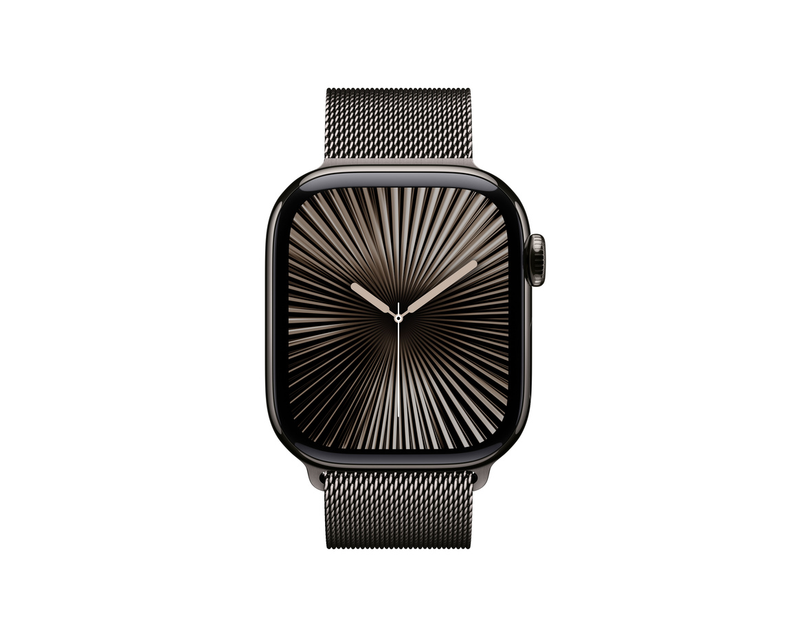 Apple Watch Series 10 GPS + Cellular 42mm Skiffer Titanboett med Skiffer Milanesisk loop