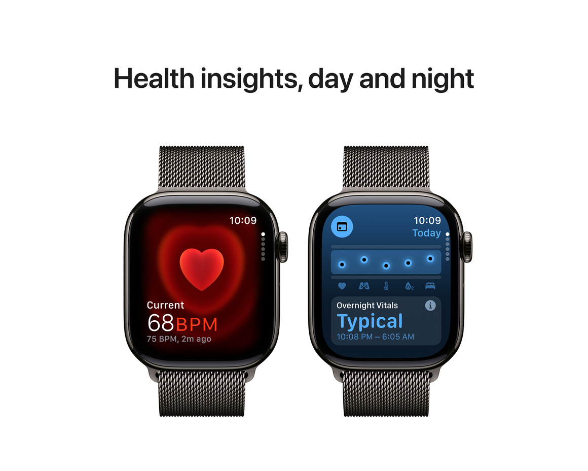 Apple Watch Series 10 GPS + Cellular 42mm Skiffer Titanboett med Skiffer Milanesisk loop