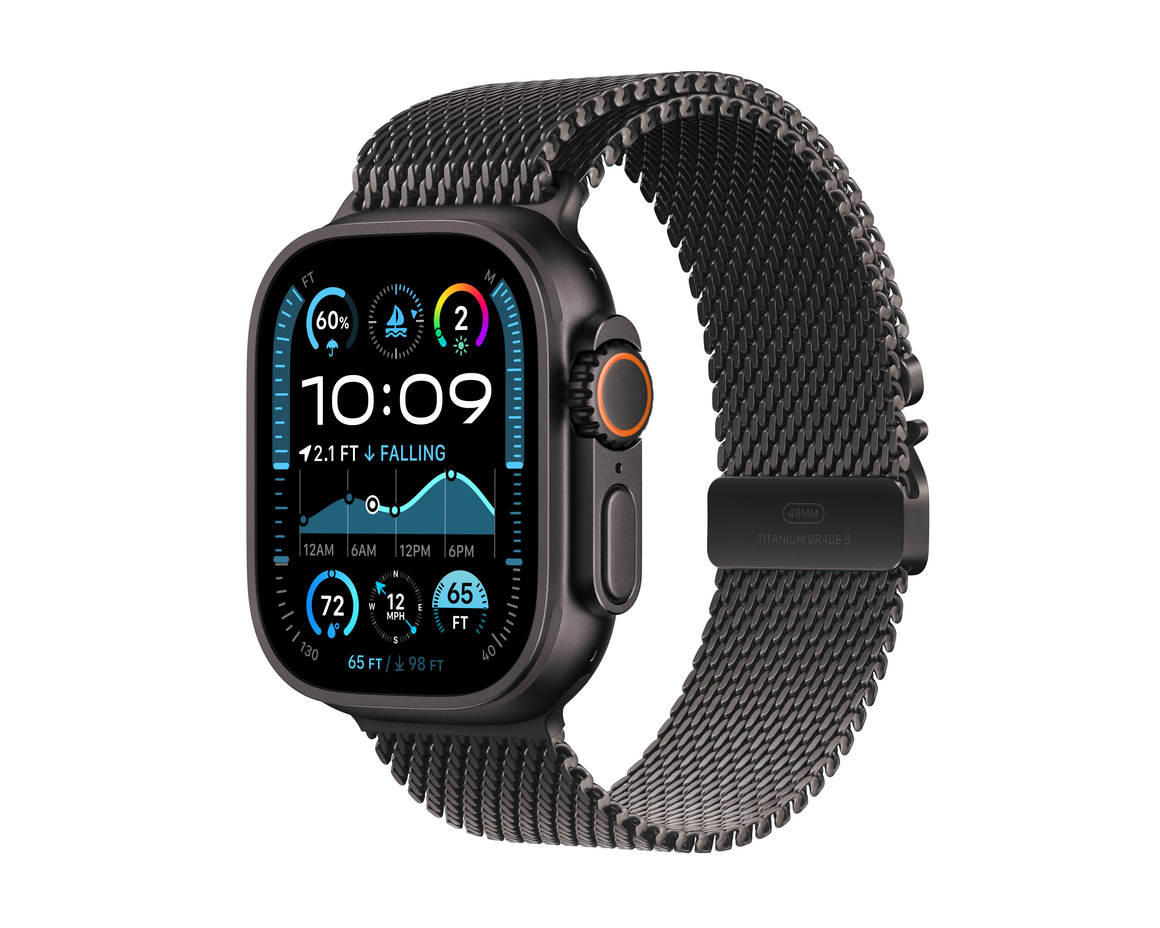 Apple Watch Ultra 2 GPS + Cellular 49mm Svart Titanboett med Svart Titan Milanesisk loop Medium
