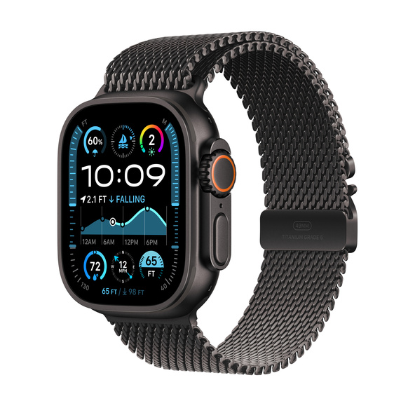Apple Watch Ultra 2 GPS + Cellular 49mm Svart Titanboett med Svart Titan Milanesisk loop Small