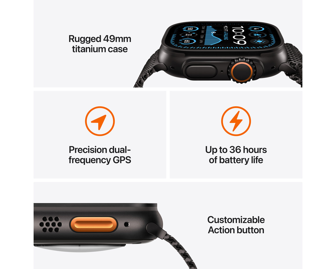 Apple Watch Ultra 2 GPS + Cellular 49mm Naturlig Titanboett med Ljusbrun Bergsloop - Small